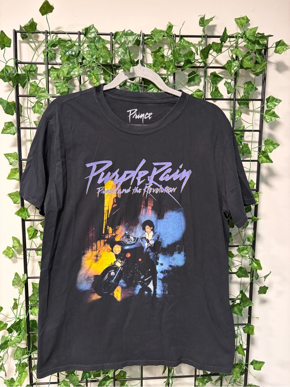 Prince Black Graphic 'Purple Rain' Tee with Purple & Multi-Color Art